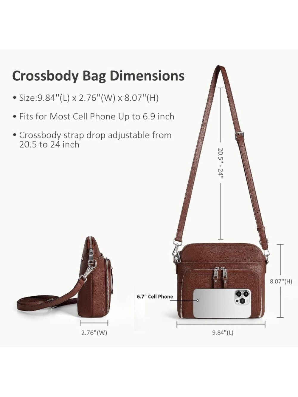 👜Women's Coffee Genuine Leather RFID Crossbody Bags Travel Wallet Purse - Picture 4 of 6